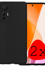 BASEY. Hoes Geschikt voor Xiaomi 12 Lite Hoesje Siliconen Back Cover Case - Hoesje Geschikt voor Xiaomi 12 Lite Hoes Cover Hoesje - Zwart - 2 Stuks