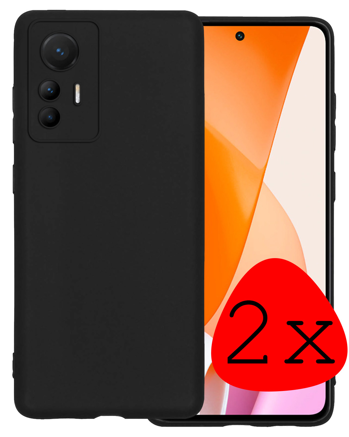 BASEY. Hoes Geschikt voor Xiaomi 12 Lite Hoesje Siliconen Back Cover Case - Hoesje Geschikt voor Xiaomi 12 Lite Hoes Cover Hoesje - Zwart - 2 Stuks