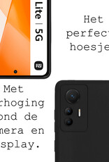BASEY. Hoes Geschikt voor Xiaomi 12 Lite Hoesje Siliconen Back Cover Case - Hoesje Geschikt voor Xiaomi 12 Lite Hoes Cover Hoesje - Zwart - 2 Stuks