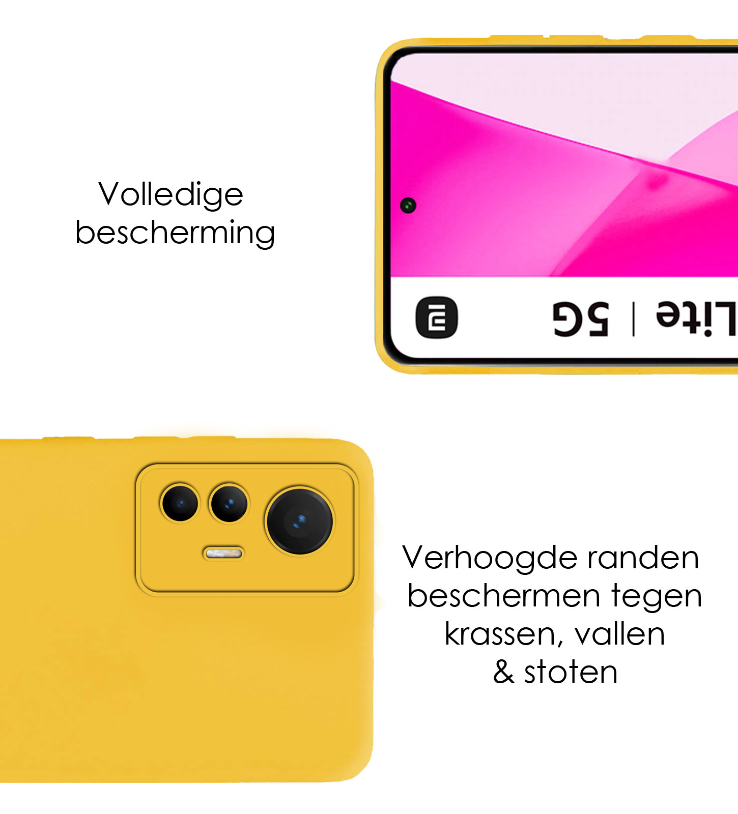 NoXx Hoes Geschikt voor Xiaomi 12 Lite Hoesje Cover Siliconen Back Case Hoes - Geel