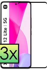 NoXx Screenprotector Geschikt voor Xiaomi 12 Lite Screenprotector Tempered Glass Gehard Glas Full Cover - 3x
