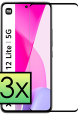 NoXx Xiaomi 12 Lite Screenprotector Glas Tempered Glass 3D - Xiaomi 12 Lite Screen Protector 3D Full Cover - 3 PACK