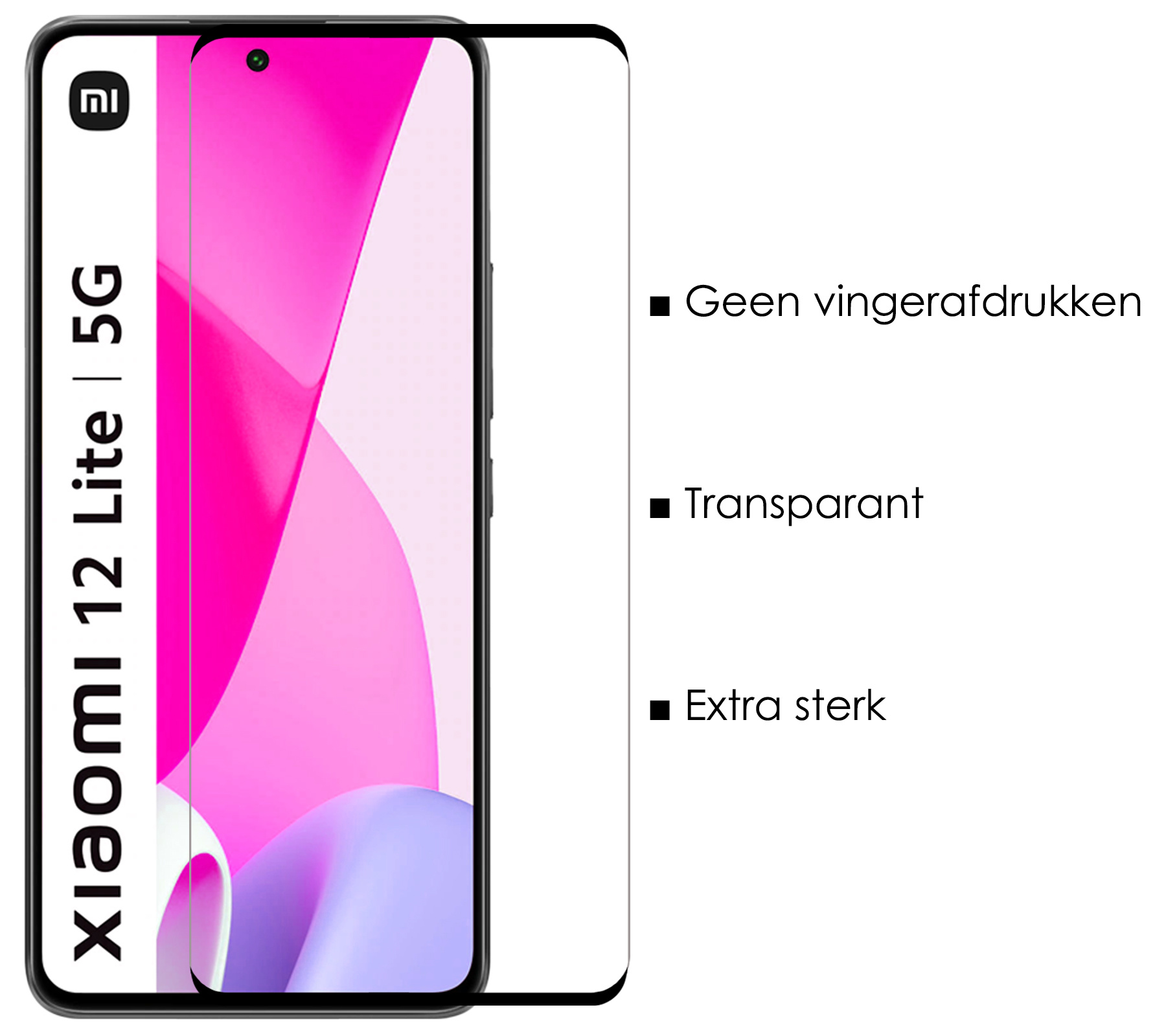 NoXx Screenprotector Geschikt voor Xiaomi 12 Lite Screenprotector Tempered Glass Gehard Glas Full Cover - 3x