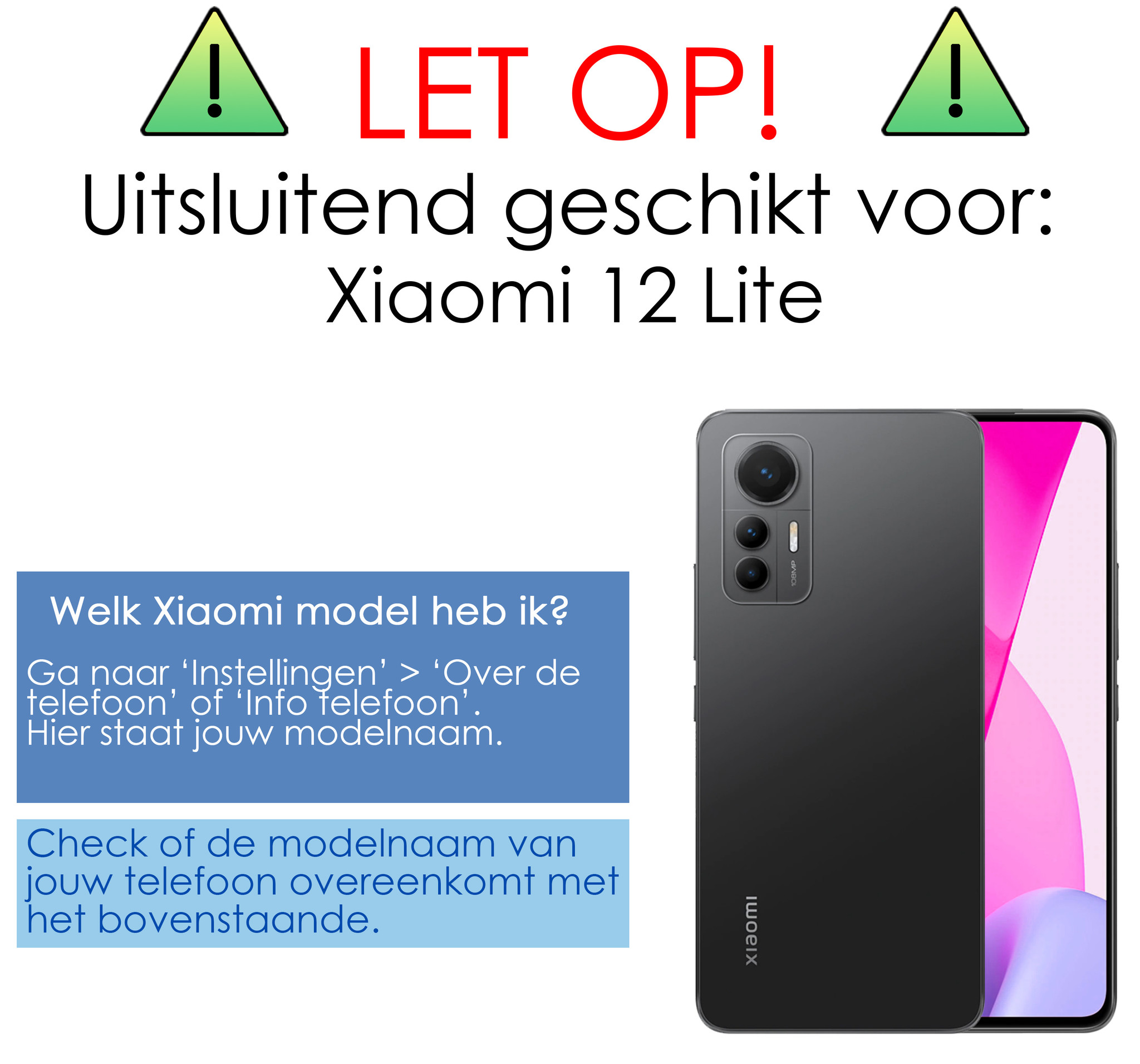 NoXx Screenprotector Geschikt voor Xiaomi 12 Lite Screenprotector Tempered Glass Gehard Glas Full Cover - 3x