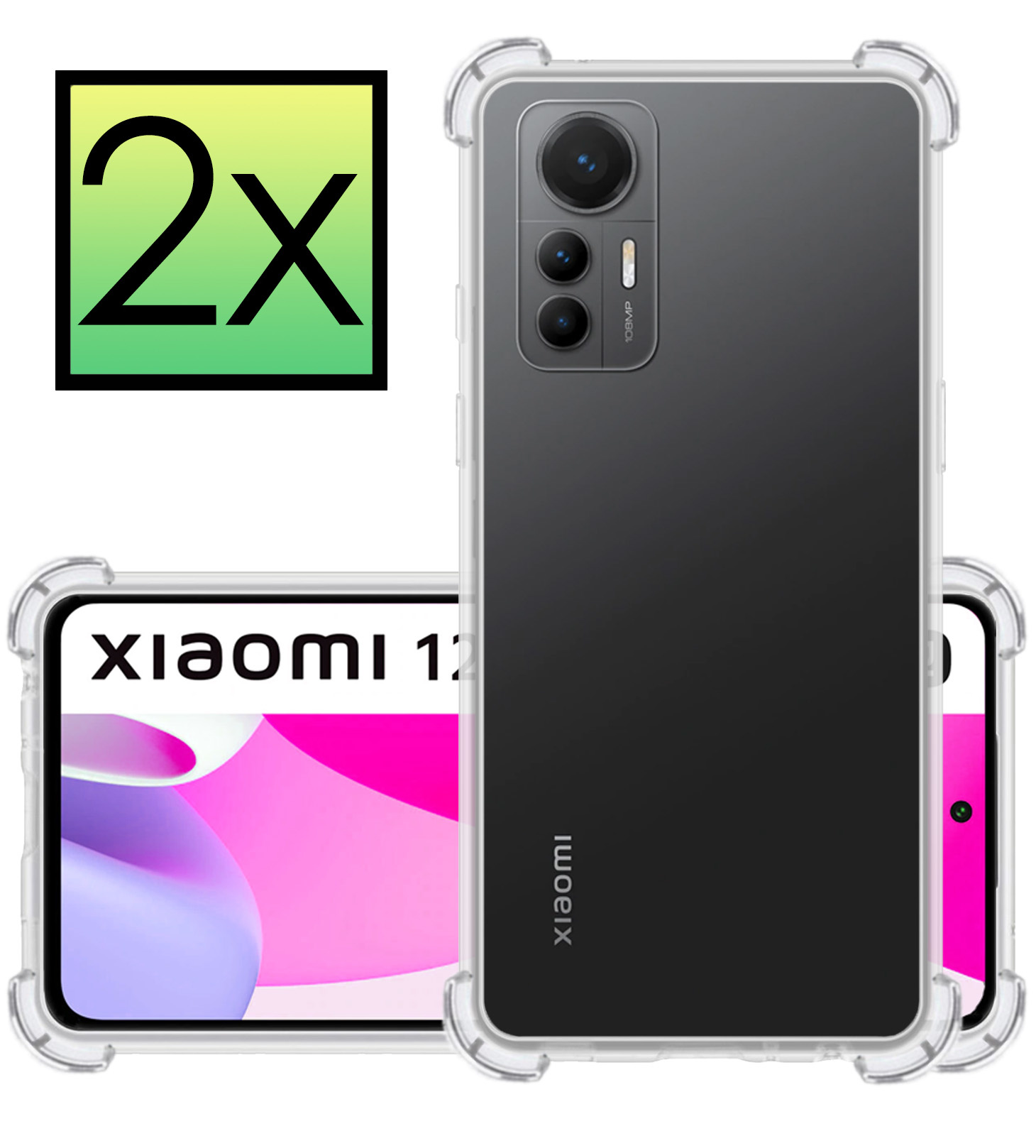 NoXx Hoes Geschikt voor Xiaomi 12 Lite Hoesje Siliconen Cover Shock Proof Back Case Shockproof Hoes - Transparant - 2x