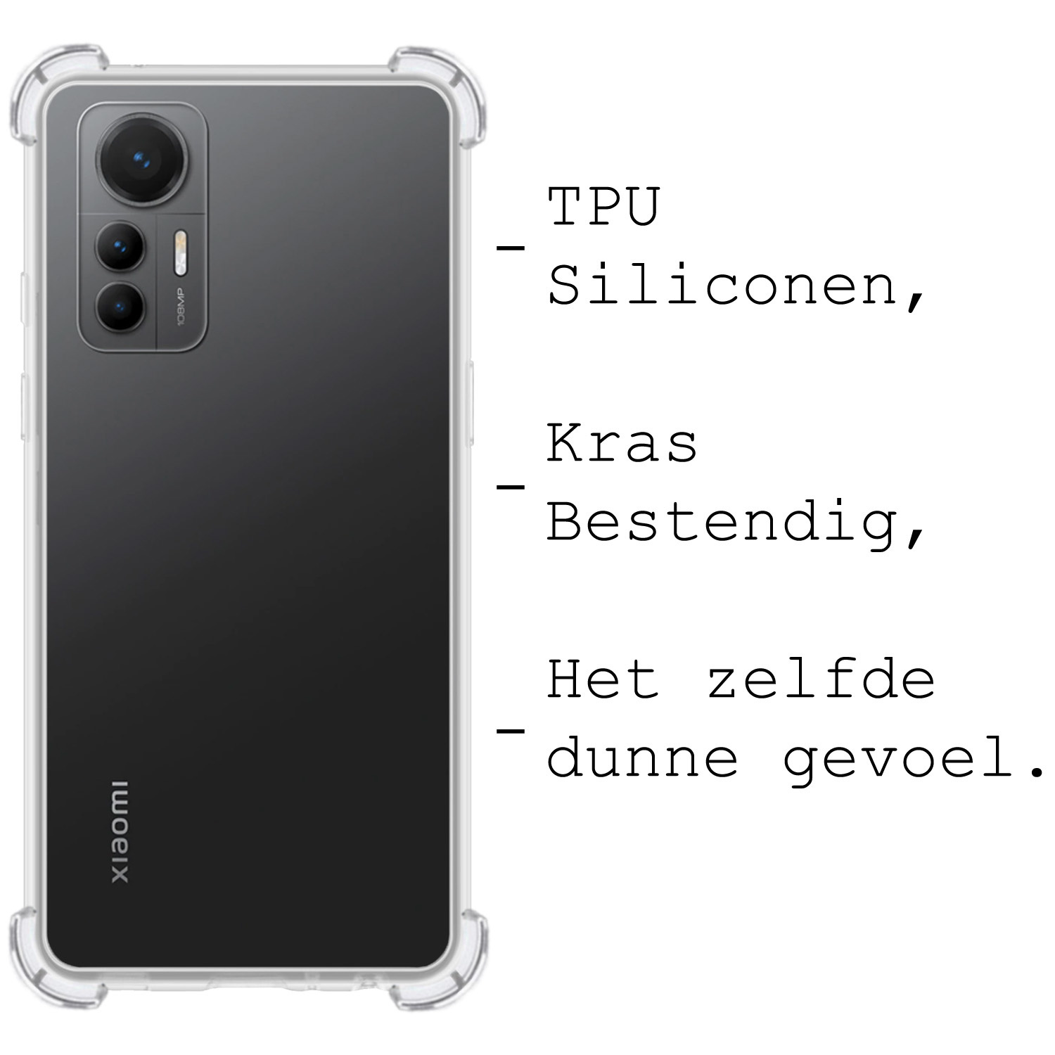 BASEY. Hoes Geschikt voor Xiaomi 12 Lite Hoesje Shock Proof Case Hoes Siliconen Met Screenprotector - Hoesje Geschikt voor Xiaomi 12 Lite Hoes Cover Shockproof - Transparant