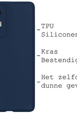 BASEY. Hoes Geschikt voor Xiaomi 12 Lite Hoesje Siliconen Back Cover Case Met Screenprotector - Hoesje Geschikt voor Xiaomi 12 Lite Hoes Cover Hoesje - Donkerblauw