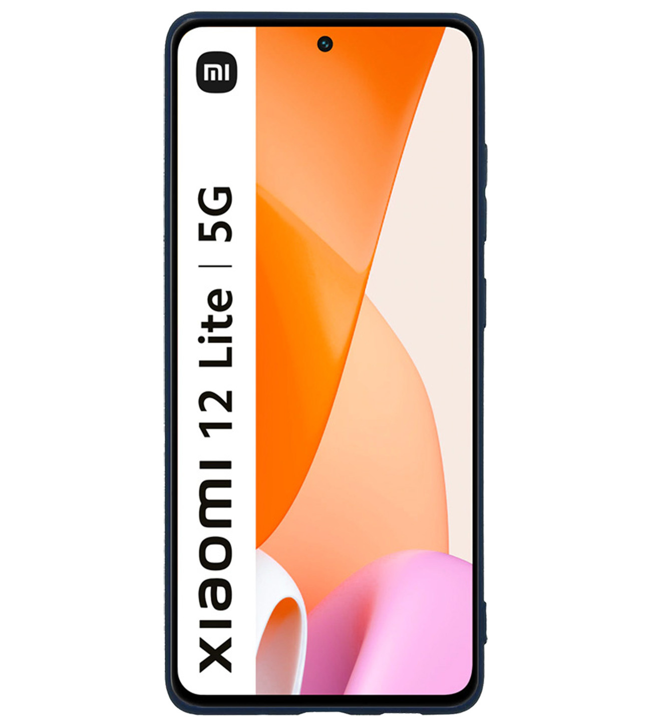 BASEY. Hoes Geschikt voor Xiaomi 12 Lite Hoesje Siliconen Back Cover Case Met Screenprotector - Hoesje Geschikt voor Xiaomi 12 Lite Hoes Cover Hoesje - Donkerblauw