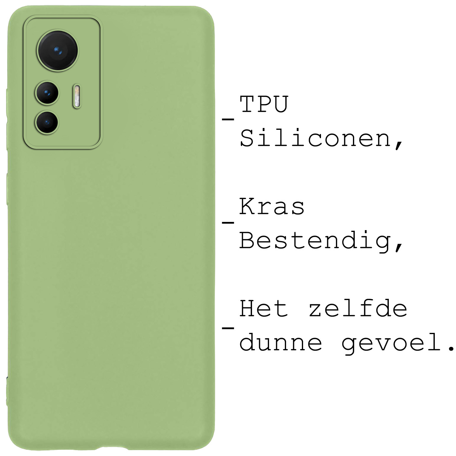 BASEY. Hoes Geschikt voor Xiaomi 12 Lite Hoesje Siliconen Back Cover Case Met Screenprotector - Hoesje Geschikt voor Xiaomi 12 Lite Hoes Cover Hoesje - Groen