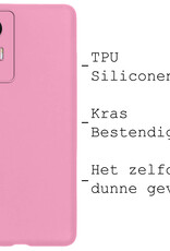 BASEY. Hoes Geschikt voor Xiaomi 12 Lite Hoesje Siliconen Back Cover Case Met Screenprotector - Hoesje Geschikt voor Xiaomi 12 Lite Hoes Cover Hoesje - Lichtroze