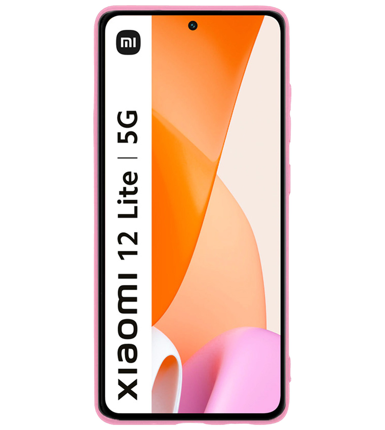 BASEY. Hoes Geschikt voor Xiaomi 12 Lite Hoesje Siliconen Back Cover Case Met Screenprotector - Hoesje Geschikt voor Xiaomi 12 Lite Hoes Cover Hoesje - Lichtroze