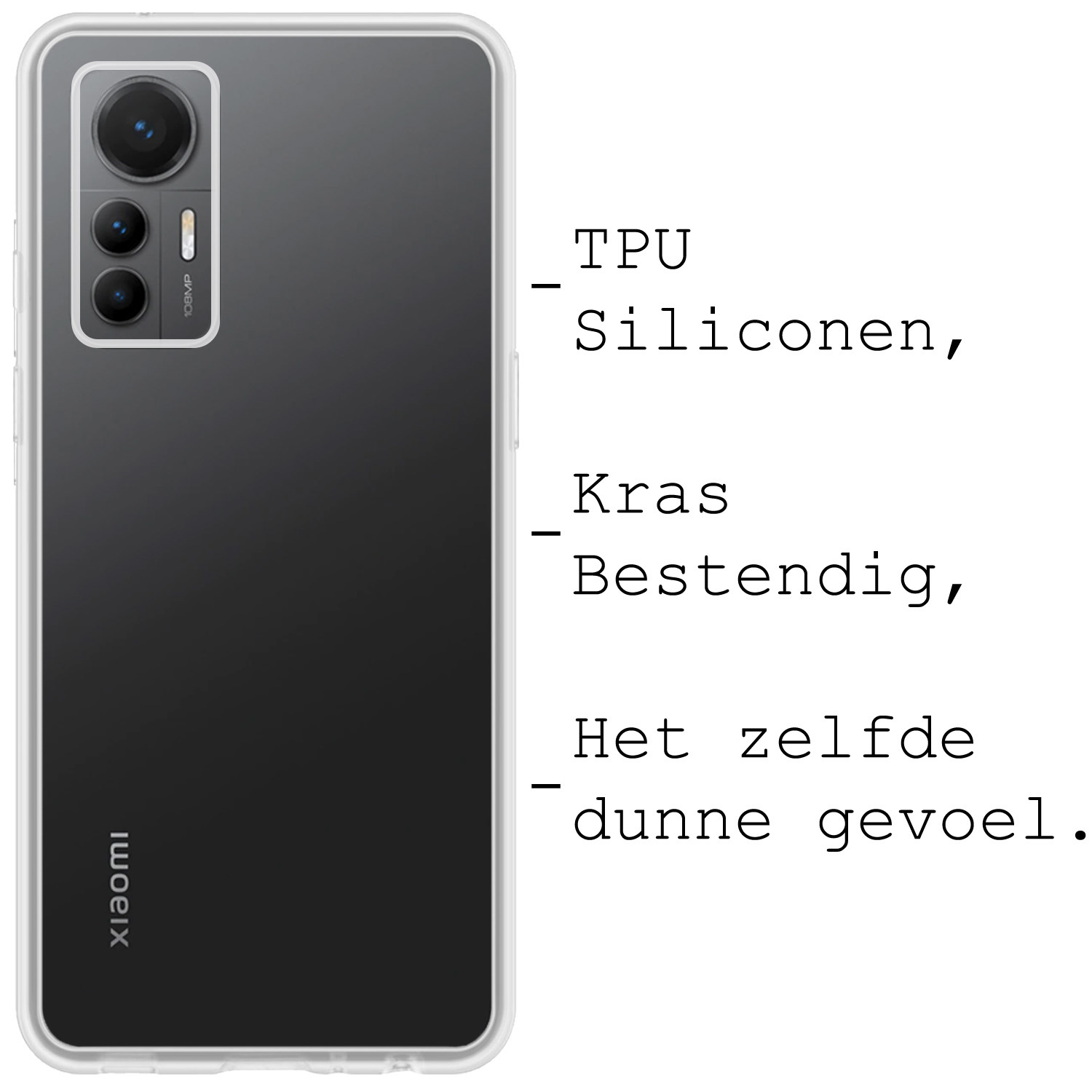 BASEY. Hoes Geschikt voor Xiaomi 12 Lite Hoesje Siliconen Back Cover Case Met Screenprotector - Hoesje Geschikt voor Xiaomi 12 Lite Hoes Cover Hoesje - Transparant