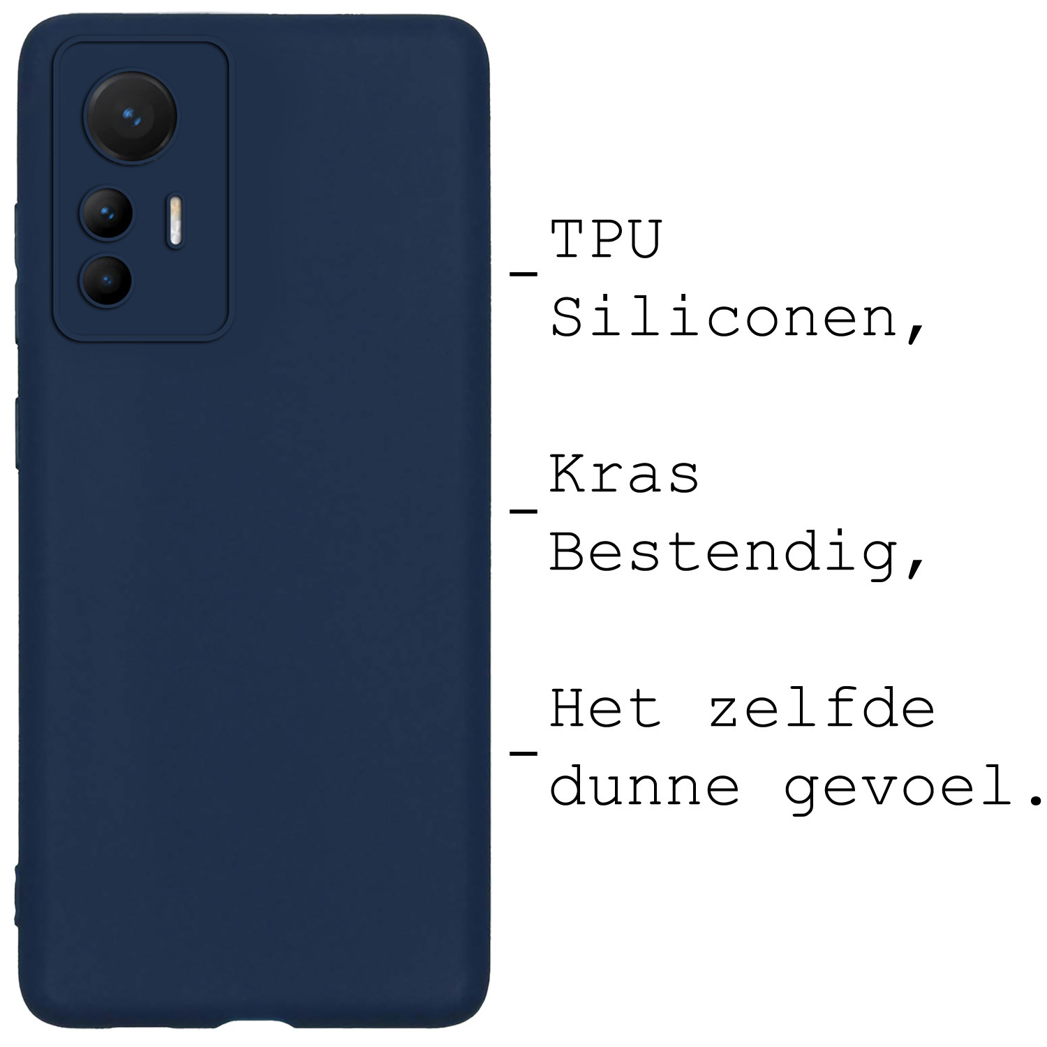 BASEY. Hoes Geschikt voor Xiaomi 12 Lite Hoesje Siliconen Back Cover Case Met 2x Screenprotector - Hoesje Geschikt voor Xiaomi 12 Lite Hoes Cover Hoesje - Donkerblauw