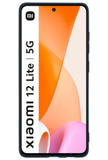 BASEY. Hoes Geschikt voor Xiaomi 12 Lite Hoesje Siliconen Back Cover Case Met 2x Screenprotector - Hoesje Geschikt voor Xiaomi 12 Lite Hoes Cover Hoesje - Donkerblauw
