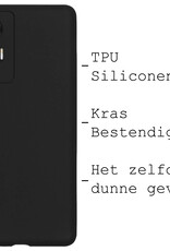 BASEY. Hoes Geschikt voor Xiaomi 12 Lite Hoesje Siliconen Back Cover Case Met 2x Screenprotector - Hoesje Geschikt voor Xiaomi 12 Lite Hoes Cover Hoesje - Zwart