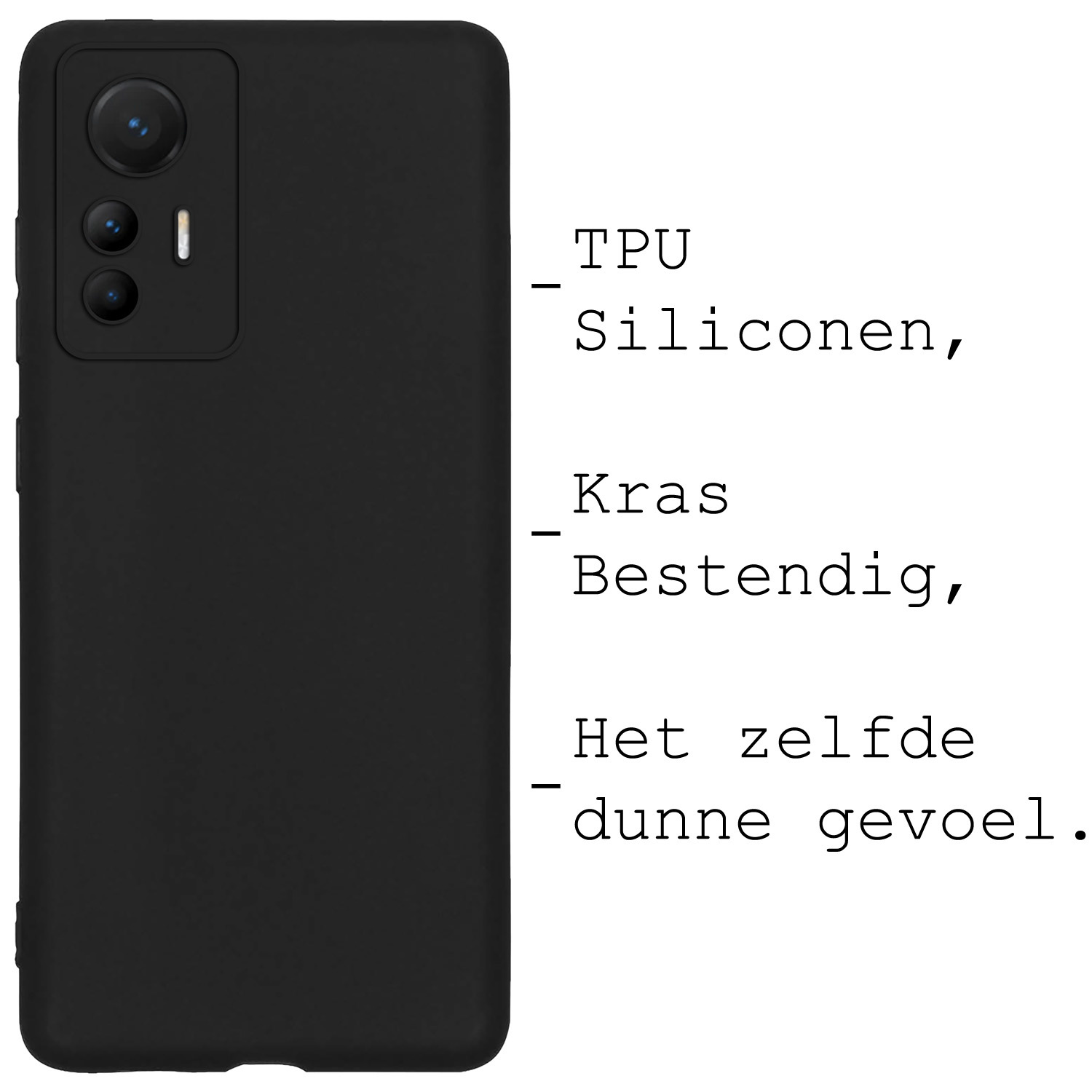 BASEY. Hoes Geschikt voor Xiaomi 12 Lite Hoesje Siliconen Back Cover Case Met 2x Screenprotector - Hoesje Geschikt voor Xiaomi 12 Lite Hoes Cover Hoesje - Zwart
