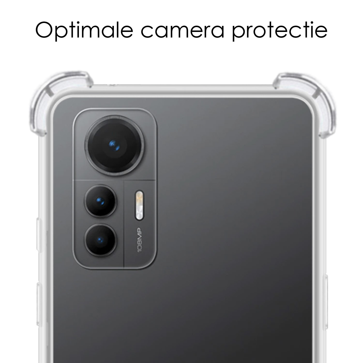 NoXx Hoes Geschikt voor Xiaomi 12 Lite Hoesje Siliconen Cover Shock Proof Back Case Shockproof Hoes Met Screenprotector - Transparant