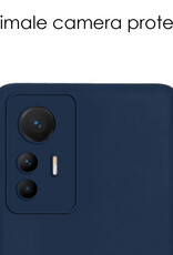NoXx Hoes Geschikt voor Xiaomi 12 Lite Hoesje Cover Siliconen Back Case Hoes Met Screenprotector - Donkerblauw