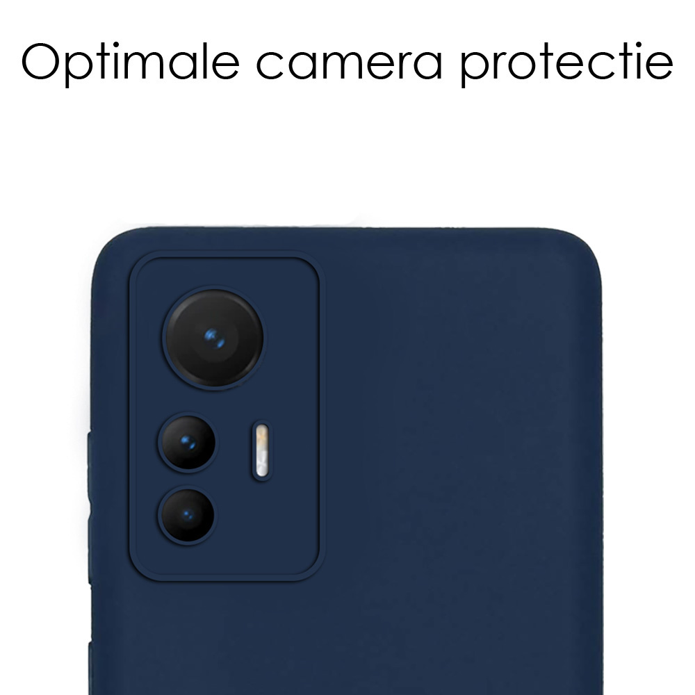 NoXx Hoes Geschikt voor Xiaomi 12 Lite Hoesje Cover Siliconen Back Case Hoes Met Screenprotector - Donkerblauw