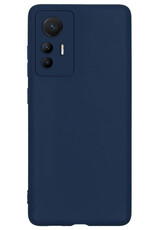 NoXx Hoes Geschikt voor Xiaomi 12 Lite Hoesje Cover Siliconen Back Case Hoes Met Screenprotector - Donkerblauw