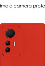 NoXx Hoes Geschikt voor Xiaomi 12 Lite Hoesje Cover Siliconen Back Case Hoes Met Screenprotector - Rood