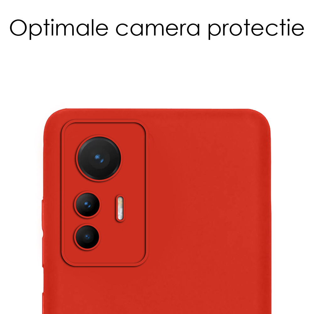 NoXx Hoes Geschikt voor Xiaomi 12 Lite Hoesje Cover Siliconen Back Case Hoes Met Screenprotector - Rood
