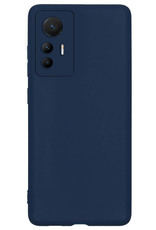 NoXx Hoes Geschikt voor Xiaomi 12 Lite Hoesje Cover Siliconen Back Case Hoes Met 2x Screenprotector - Donkerblauw