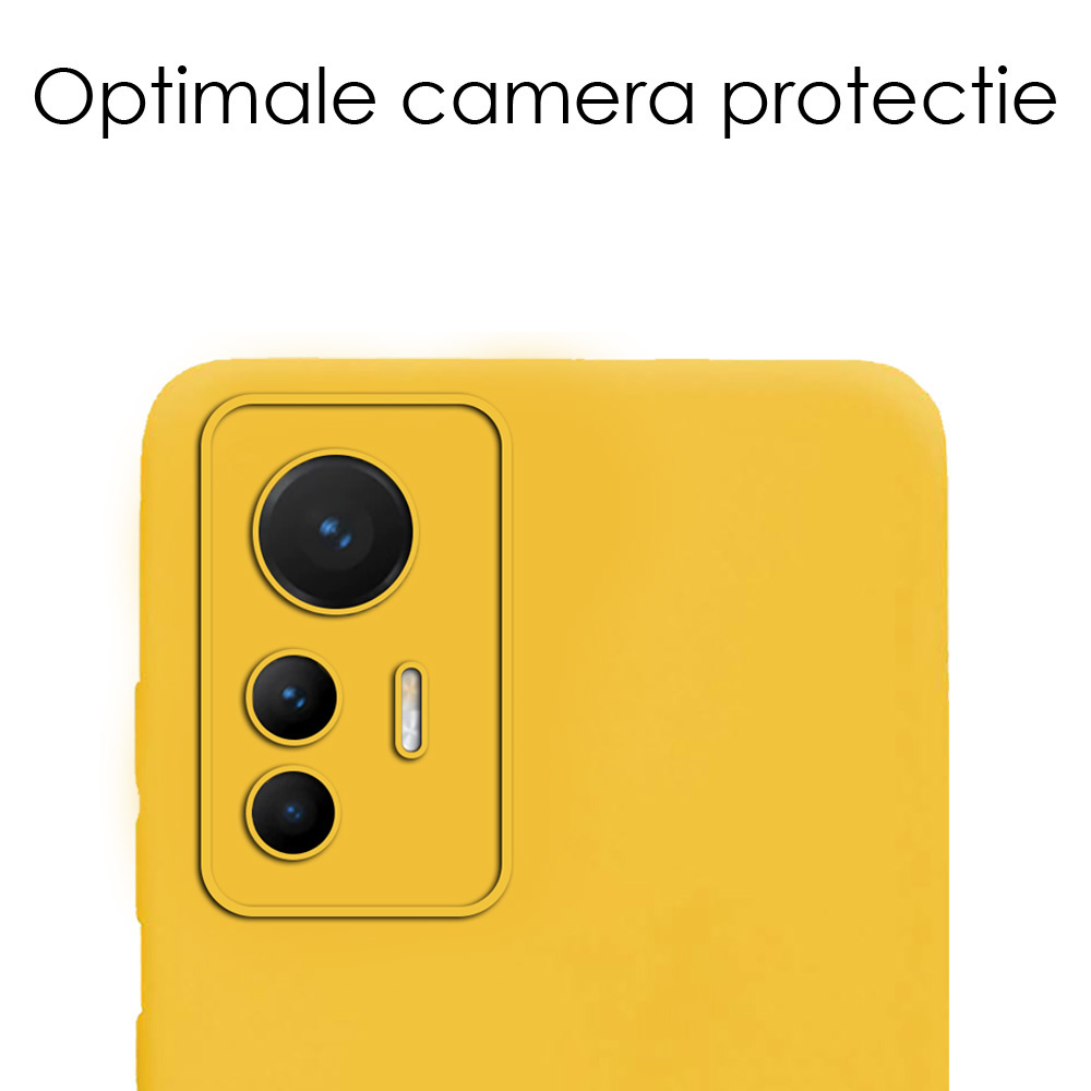 NoXx Hoes Geschikt voor Xiaomi 12 Lite Hoesje Cover Siliconen Back Case Hoes Met 2x Screenprotector - Geel
