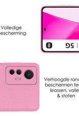 NoXx Hoes Geschikt voor Xiaomi 12 Lite Hoesje Cover Siliconen Back Case Hoes Met 2x Screenprotector - Lichtroze