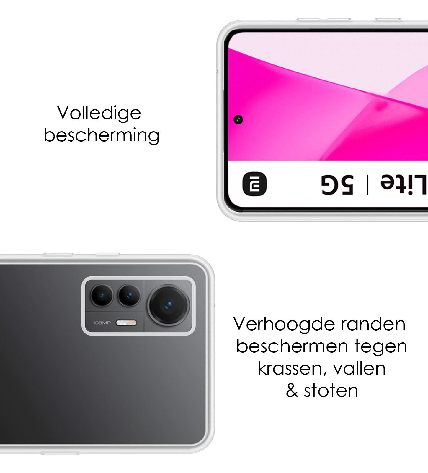 NoXx Hoes Geschikt voor Xiaomi 12 Lite Hoesje Cover Siliconen Back Case Hoes Met 2x Screenprotector - Transparant