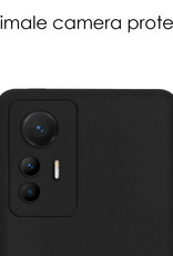 NoXx Hoes Geschikt voor Xiaomi 12 Lite Hoesje Cover Siliconen Back Case Hoes Met 2x Screenprotector - Zwart