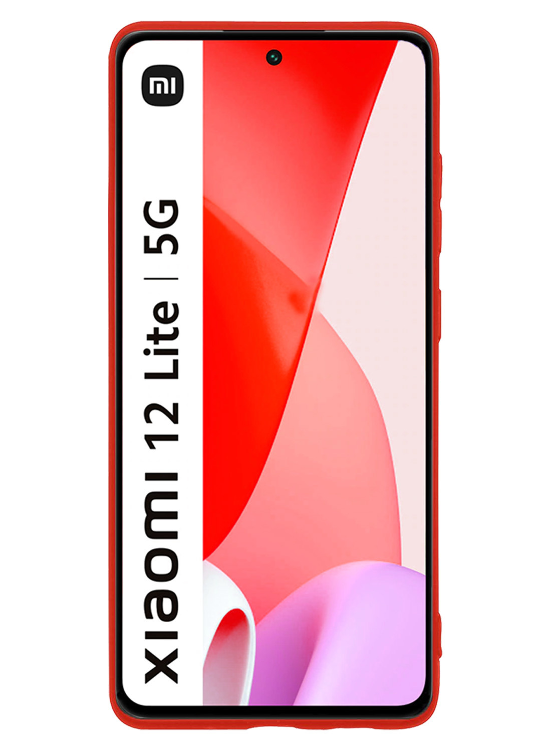 Nomfy Xiaomi 12 Lite Hoesje Siliconen Case Back Cover Met Screenprotector - Xiaomi 12 Lite Hoes Cover Silicone - Rood