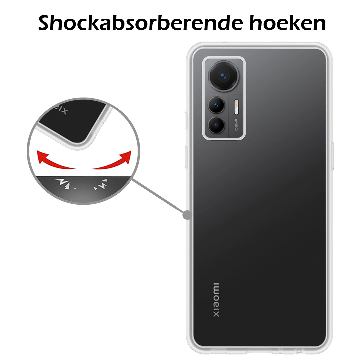 Nomfy Hoesje Geschikt voor Xiaomi 12 Lite Hoesje Siliconen Cover Case Met Screenprotector - Hoes Geschikt voor Xiaomi 12 Lite Hoes Back Case - Transparant