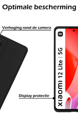 Nomfy Xiaomi 12 Lite Hoesje Siliconen Case Back Cover Met Screenprotector - Xiaomi 12 Lite Hoes Cover Silicone - Zwart