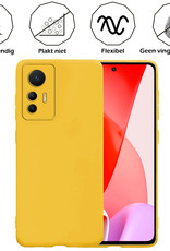 Nomfy Hoesje Geschikt voor Xiaomi 12 Lite Hoesje Siliconen Cover Case Met 2x Screenprotector - Hoes Geschikt voor Xiaomi 12 Lite Hoes Back Case - Geel