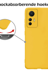 Nomfy Hoesje Geschikt voor Xiaomi 12 Lite Hoesje Siliconen Cover Case Met 2x Screenprotector - Hoes Geschikt voor Xiaomi 12 Lite Hoes Back Case - Geel