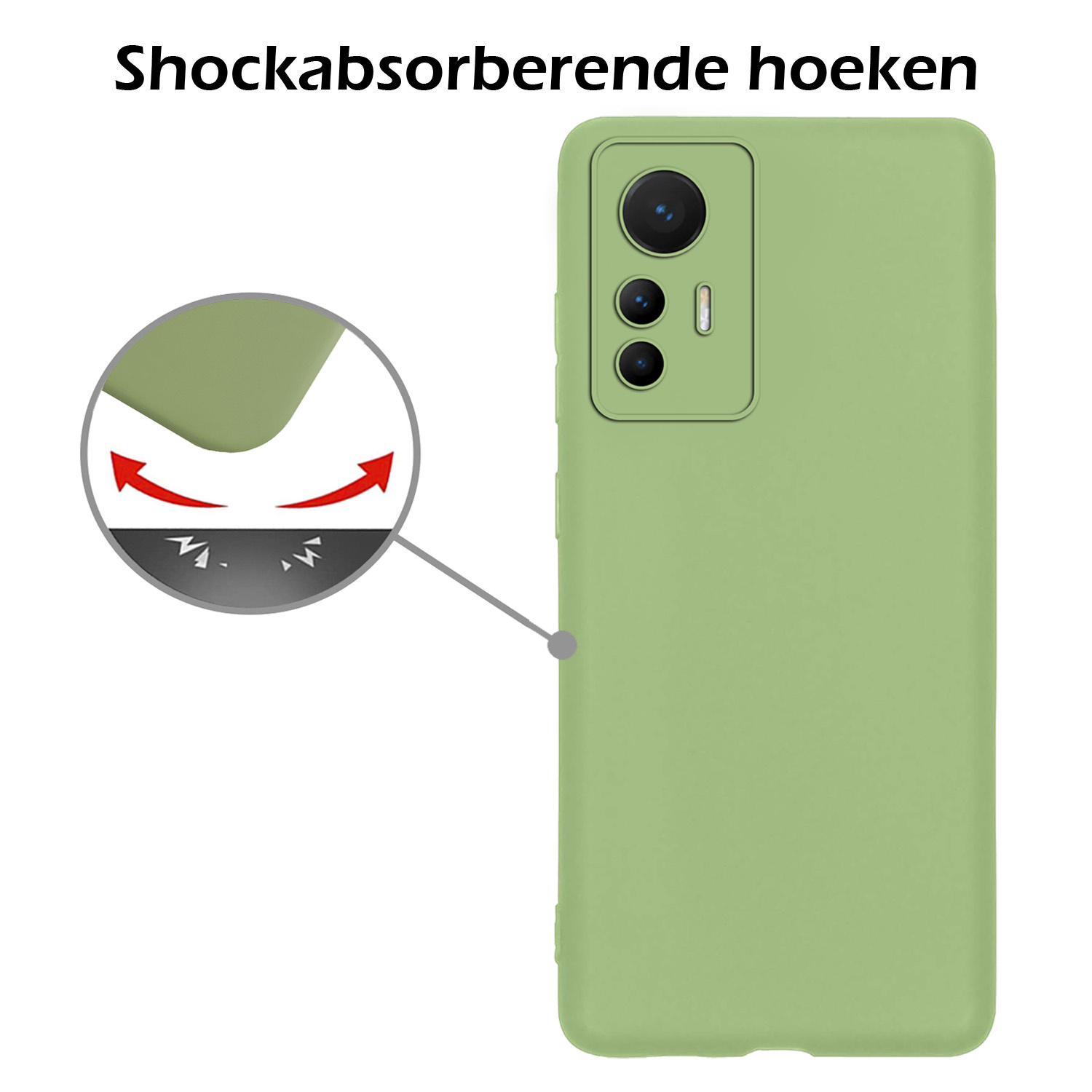 Nomfy Hoesje Geschikt voor Xiaomi 12 Lite Hoesje Siliconen Cover Case Met 2x Screenprotector - Hoes Geschikt voor Xiaomi 12 Lite Hoes Back Case - Groen