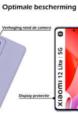 Nomfy Xiaomi 12 Lite Hoesje Siliconen Case Back Cover Met 2x Screenprotector - Xiaomi 12 Lite Hoes Cover Silicone - Lila