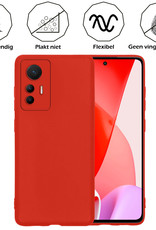 Nomfy Hoesje Geschikt voor Xiaomi 12 Lite Hoesje Siliconen Cover Case Met 2x Screenprotector - Hoes Geschikt voor Xiaomi 12 Lite Hoes Back Case - Rood