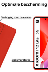 Nomfy Hoesje Geschikt voor Xiaomi 12 Lite Hoesje Siliconen Cover Case Met 2x Screenprotector - Hoes Geschikt voor Xiaomi 12 Lite Hoes Back Case - Rood