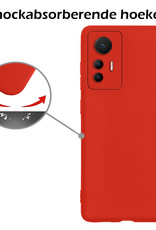 Nomfy Hoesje Geschikt voor Xiaomi 12 Lite Hoesje Siliconen Cover Case Met 2x Screenprotector - Hoes Geschikt voor Xiaomi 12 Lite Hoes Back Case - Rood
