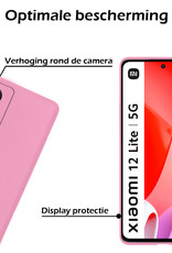 Nomfy Hoesje Geschikt voor Xiaomi 12 Lite Hoesje Siliconen Cover Case Met 2x Screenprotector - Hoes Geschikt voor Xiaomi 12 Lite Hoes Back Case - Lichtroze