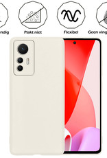 Nomfy Hoesje Geschikt voor Xiaomi 12 Lite Hoesje Siliconen Cover Case Met 2x Screenprotector - Hoes Geschikt voor Xiaomi 12 Lite Hoes Back Case - Wit