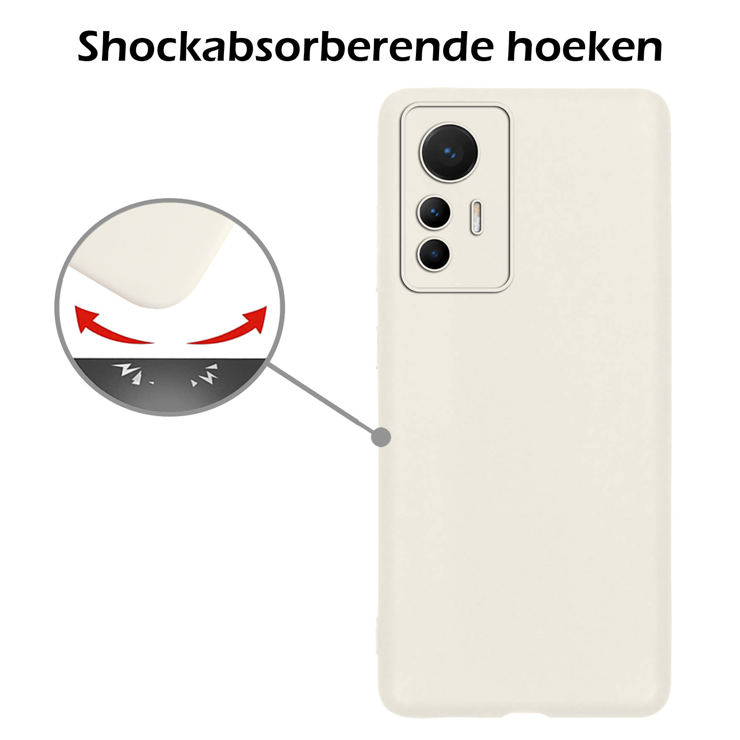 Nomfy Hoesje Geschikt voor Xiaomi 12 Lite Hoesje Siliconen Cover Case Met 2x Screenprotector - Hoes Geschikt voor Xiaomi 12 Lite Hoes Back Case - Wit