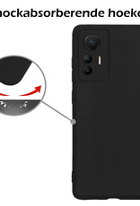 Nomfy Xiaomi 12 Lite Hoesje Siliconen Case Back Cover Met 2x Screenprotector - Xiaomi 12 Lite Hoes Cover Silicone - Zwart