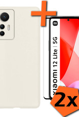 Nomfy Hoesje Geschikt voor Xiaomi 12 Lite Hoesje Siliconen Cover Case Met 2x Screenprotector - Hoes Geschikt voor Xiaomi 12 Lite Hoes Back Case - Wit