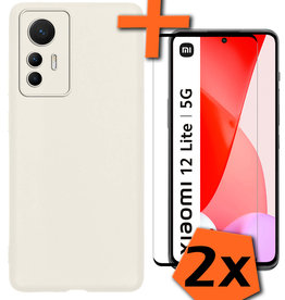 Nomfy Nomfy Xiaomi 12 Lite Hoesje Siliconen Met 2x Screenprotector - Wit