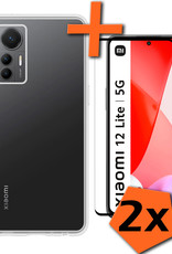 Nomfy Hoesje Geschikt voor Xiaomi 12 Lite Hoesje Siliconen Cover Case Met 2x Screenprotector - Hoes Geschikt voor Xiaomi 12 Lite Hoes Back Case - Transparant