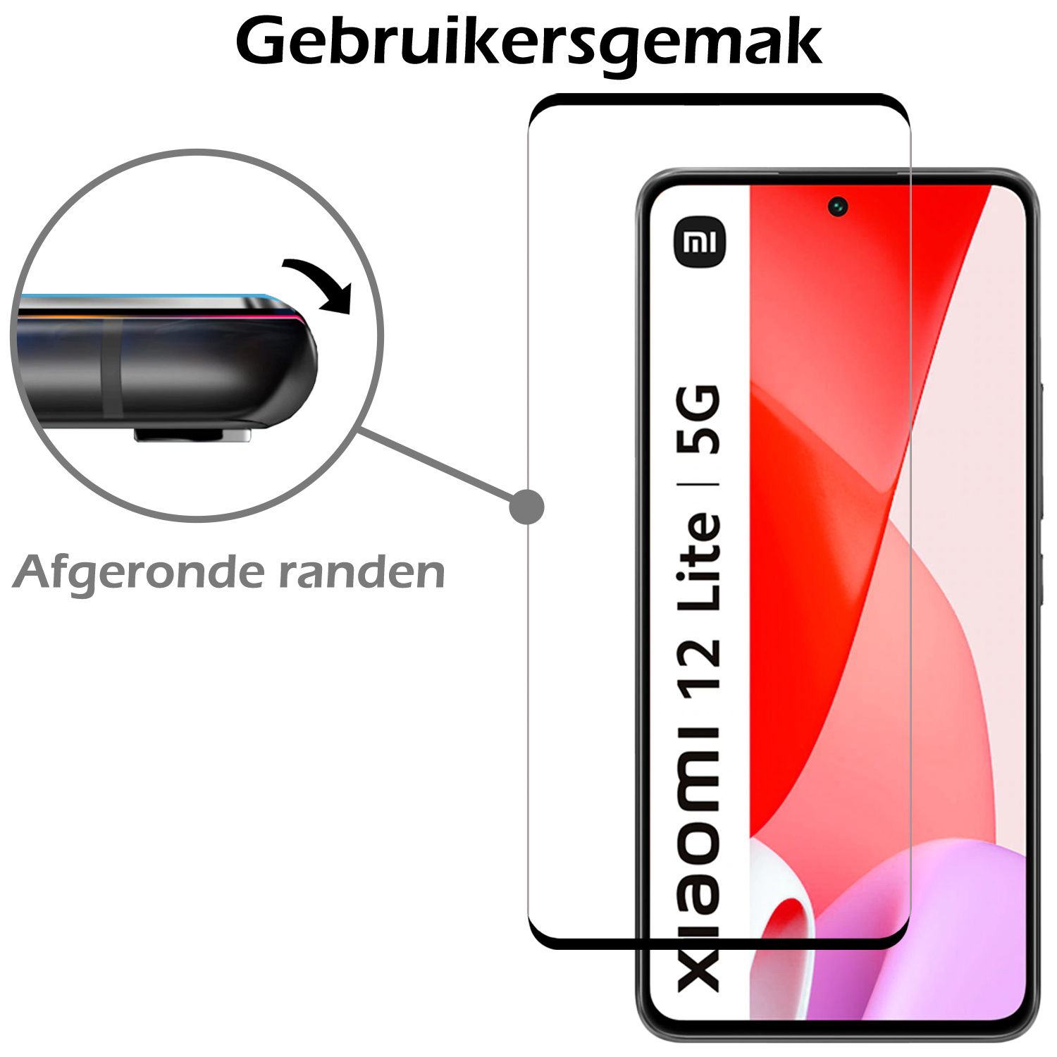 Nomfy Hoesje Geschikt voor Xiaomi 12 Lite Hoesje Siliconen Cover Case Met 2x Screenprotector - Hoes Geschikt voor Xiaomi 12 Lite Hoes Back Case - Rood