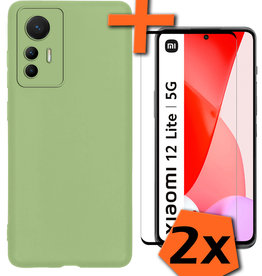 Nomfy Nomfy Xiaomi 12 Lite Hoesje Siliconen Met 2x Screenprotector - Groen